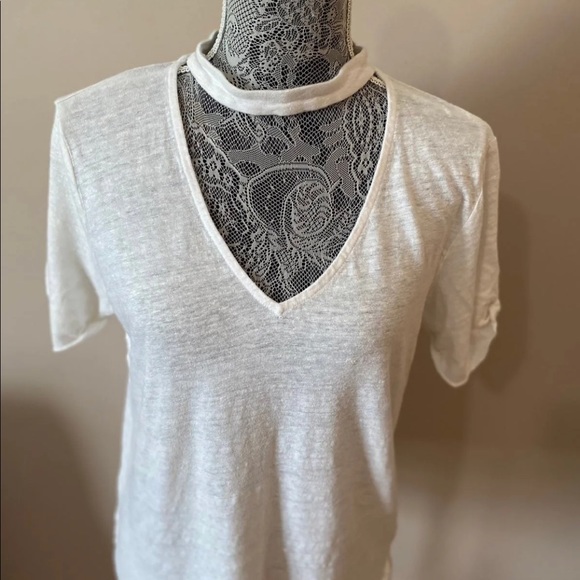 Sanctuary Women’s Medium Joanna White Linen Choker Tee - Picture 2 of 7